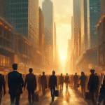 bustling financial district art