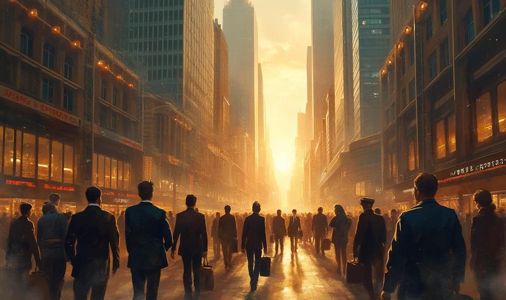 bustling financial district art