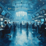 bustling stock market painting