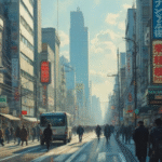 bustling tokyo financial scene