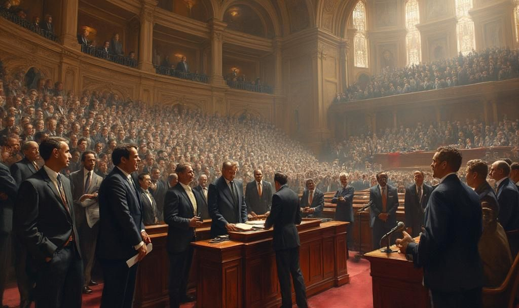 crypto debate oil painting