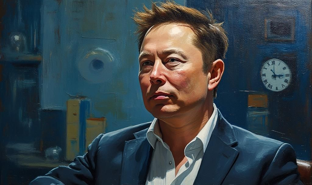 elon musk nobel nominee oil painting