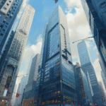 ethereum skyscrapers oil painting