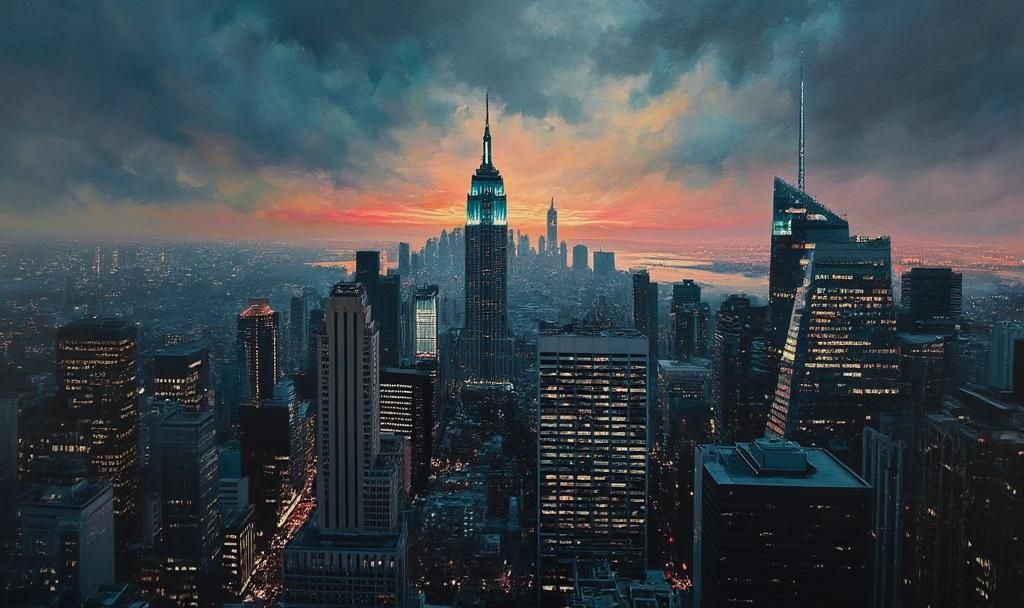 financial district dusk mood