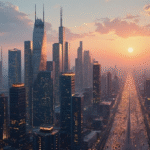 Adam Back Predicts $200 Trillion Market Cap for Bitcoin 6 futuristic bitcoin skyline painting