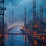 futuristic cityscape bitcoin art