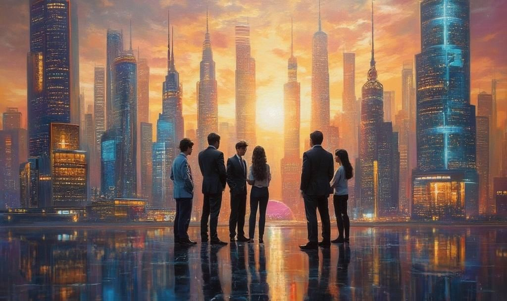 futuristic cityscape finance art