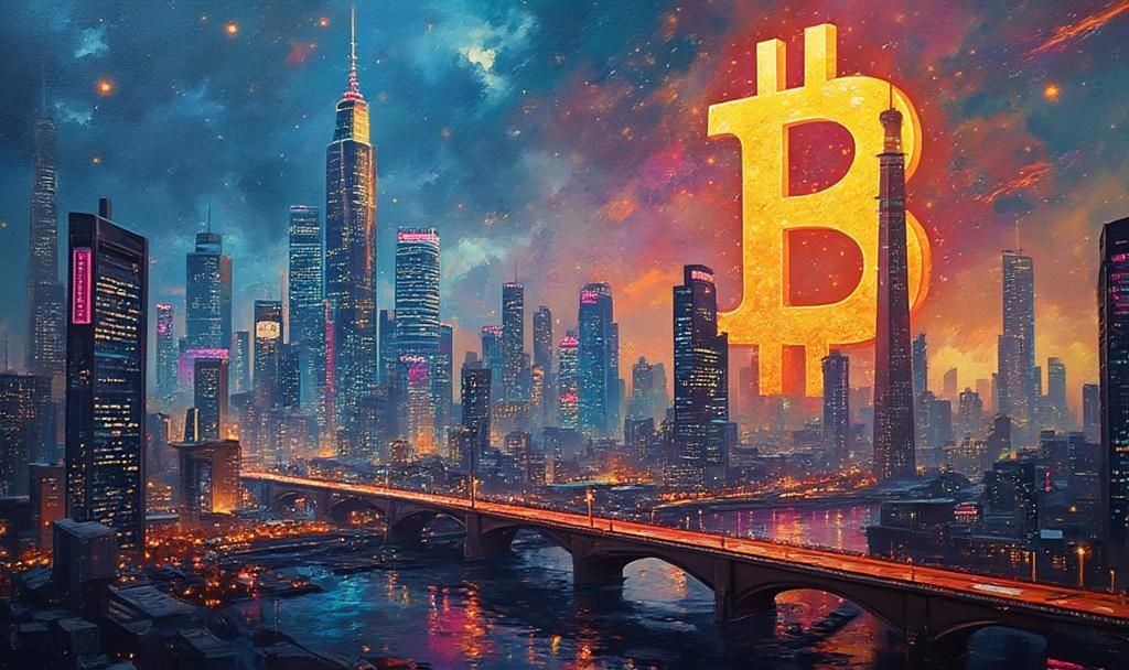 futuristic crypto cityscape oil