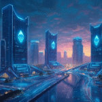 futuristic ethereum cityscape