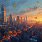 modern city skyline crypto art