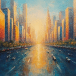 pumpfun cityscape oil painting