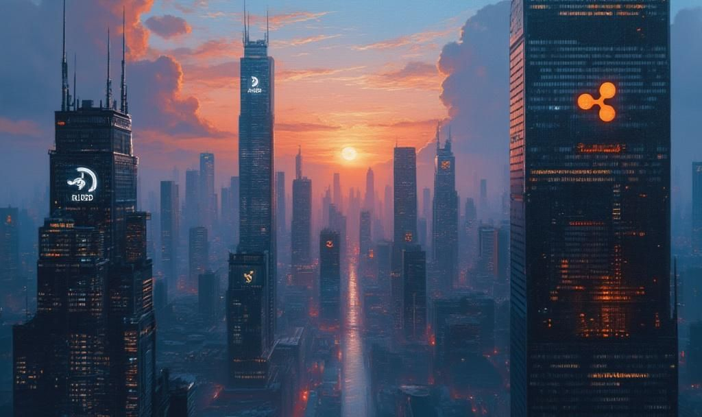 rlusd stablecoin cityscape art
