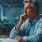 thoughtful man financial portrait