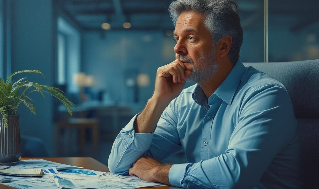 thoughtful man financial portrait