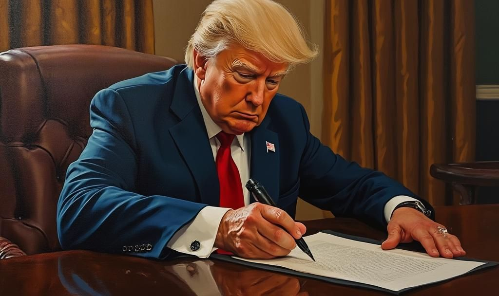 trump oil painting signing