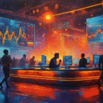 vibrant news desk oil painting