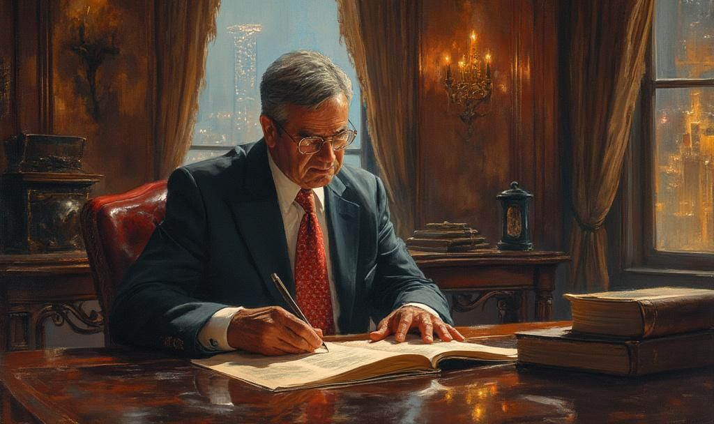 wealthy man opulent office