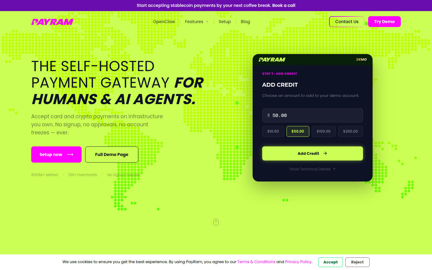 The Next Crypto Payment War Is About AI Agents, Not Checkout Buttons 6 PayRam homepage screenshot