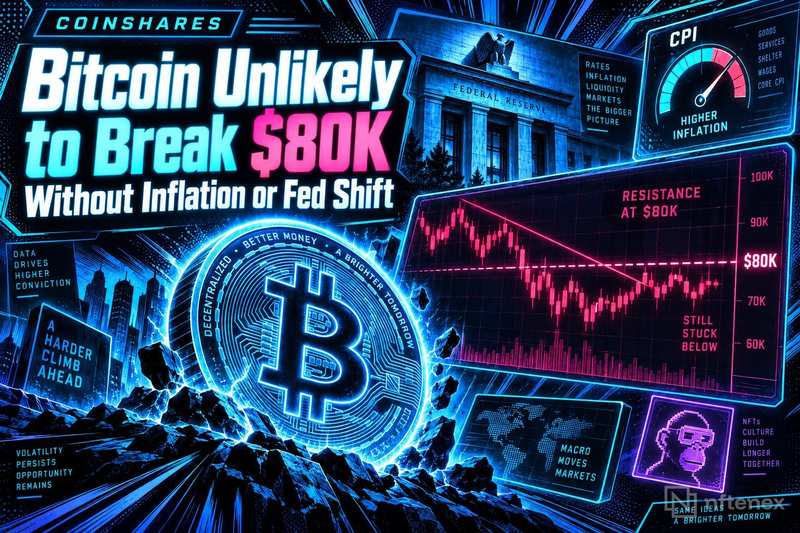 CoinShares: Bitcoin Unlikely to Break $80K Without Inflation or Fed Shift