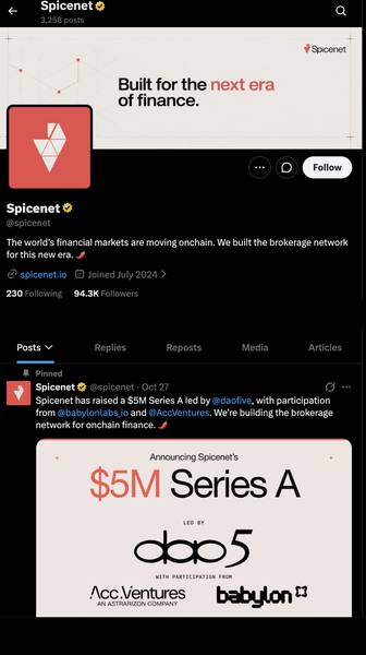 Spicenet Official X Profile and Funding Confirmation