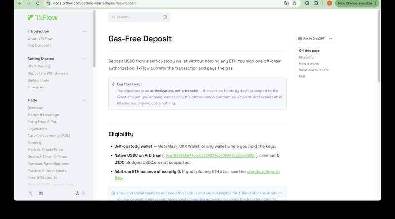 TxFlow Gas-Free Deposit Guide